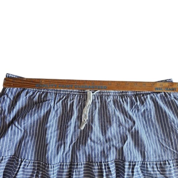 NWT Striped Tiered Maxi Skirt Sz XXL Navy White Boho Coastal Cottagecore - Picture 4 of 13